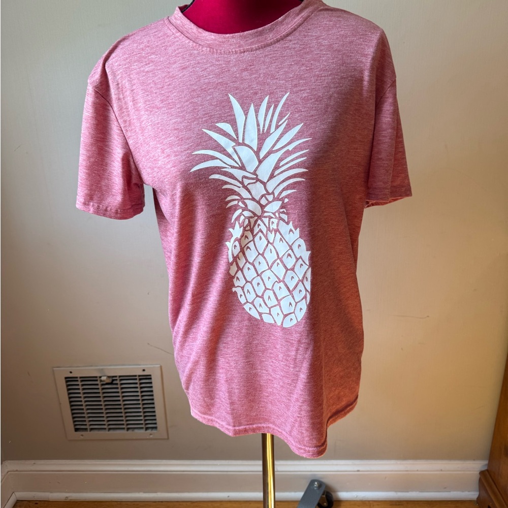 Pink T-Shirt with White Pineapple Design